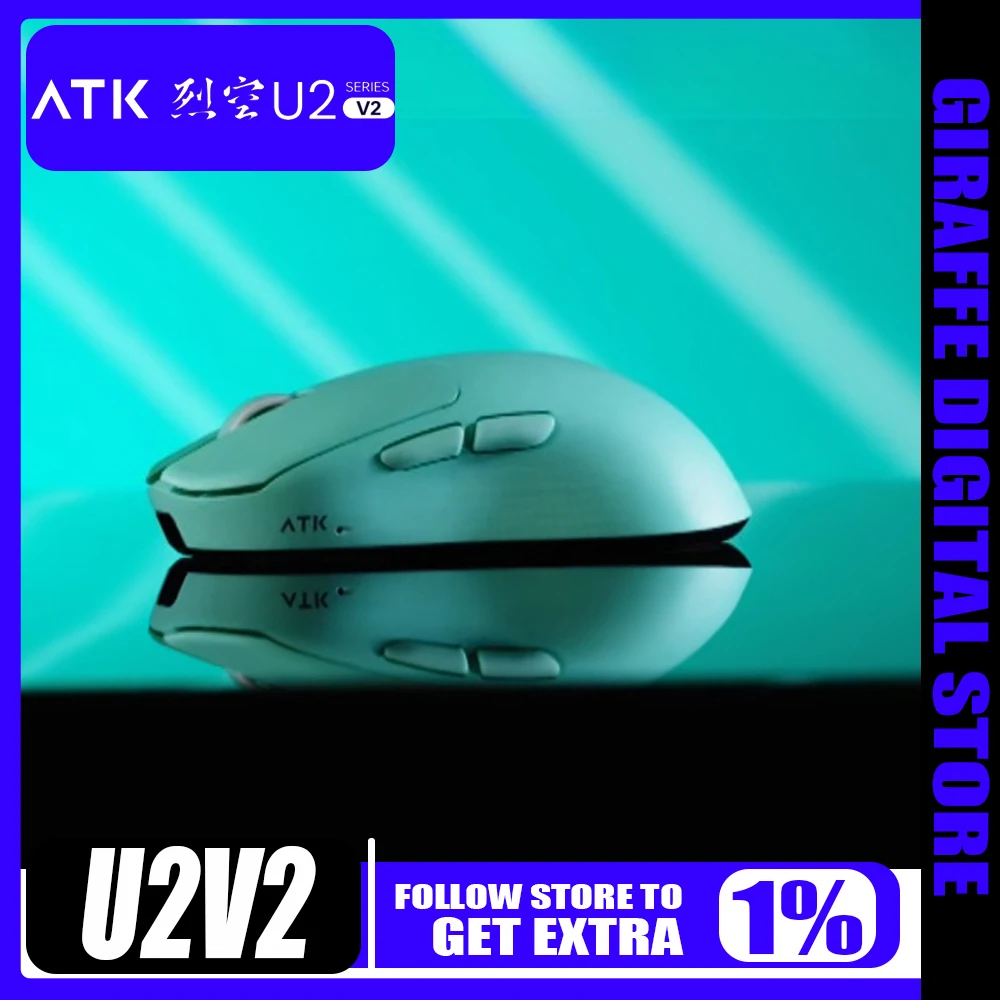 

New ATK Dragonfly U2V2 Ultimate Mouse Ultra Low Latency 2.4g 8kHz Polling Rate Wireless Nano Ice Coating Pixart3950 Ultra Sensor