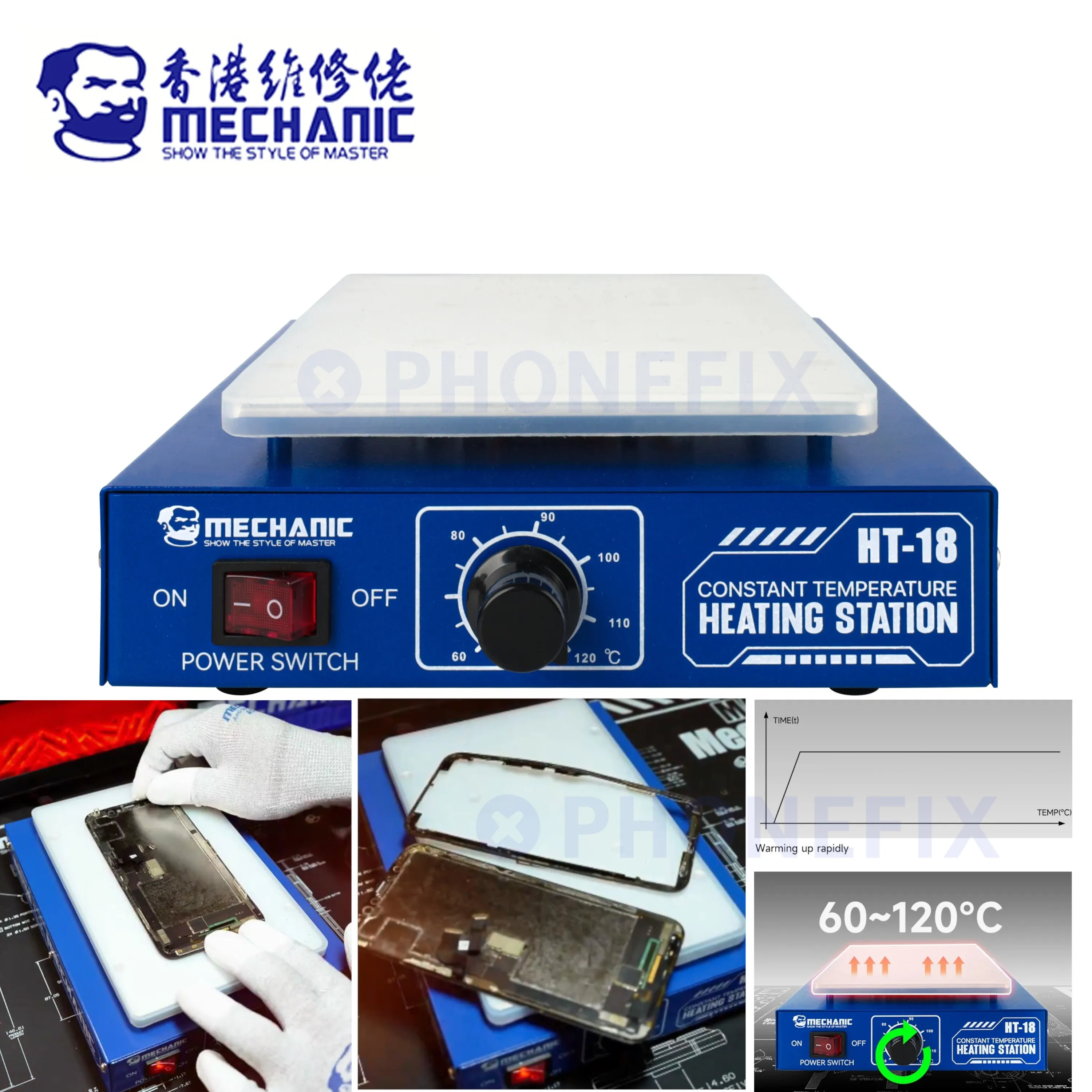 MECHANIC HT-18 Intelligent Numerical Control Thermostatic Heating Platform For Tablet Phone PCB Straight /Curved Screen repair