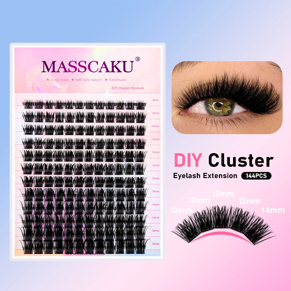YUANZHIJIE DIY 120 STKS Cluster Wimpers 3D Natuurlijke Bos 8-16mm D Krul Gesegmenteerde Beam Individuele Nertsen getufte Wimper Fijne Lash Tip
