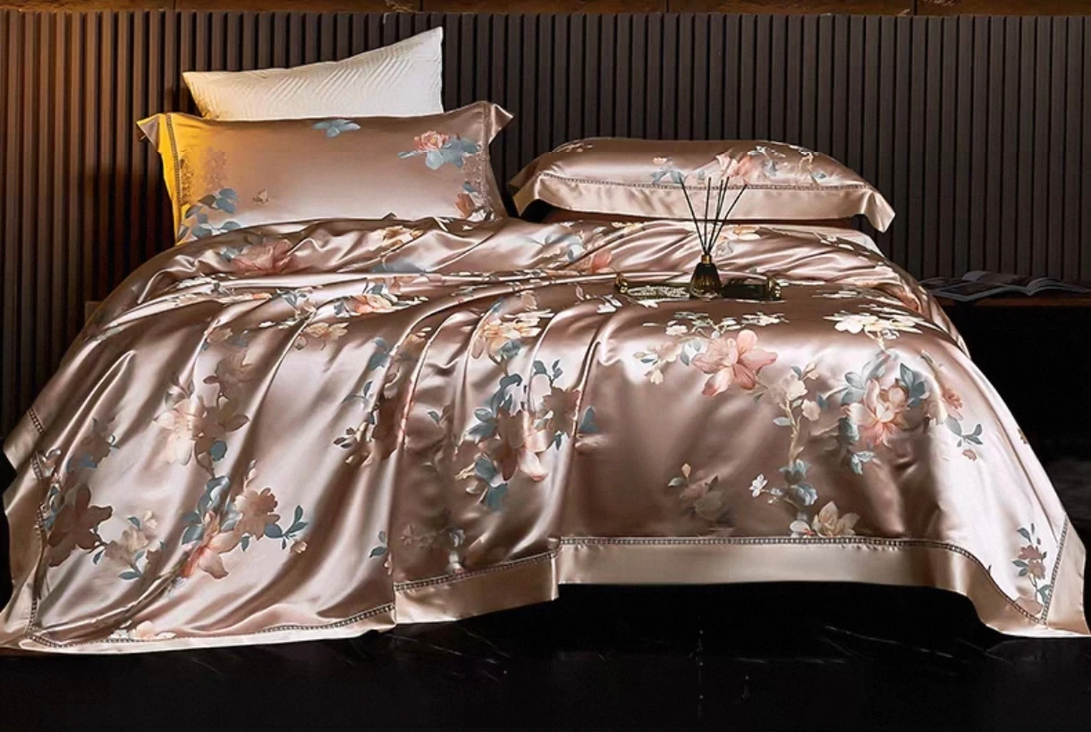 Floral Print Bed Sheet Set Soft Microfiber Bedding Set Fitted Sheet Flat Sheet Pillowcases for Bedroom Home Decor TM0186