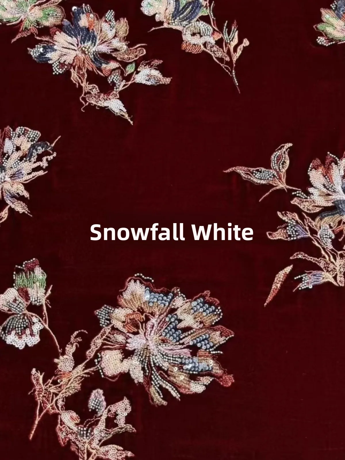 

Heavy Embroidery Silk Velvet iny Beads Embroidery Real Silk Fabric for Clothing Chinese Sle DIY Home Fabric Sponge Pad