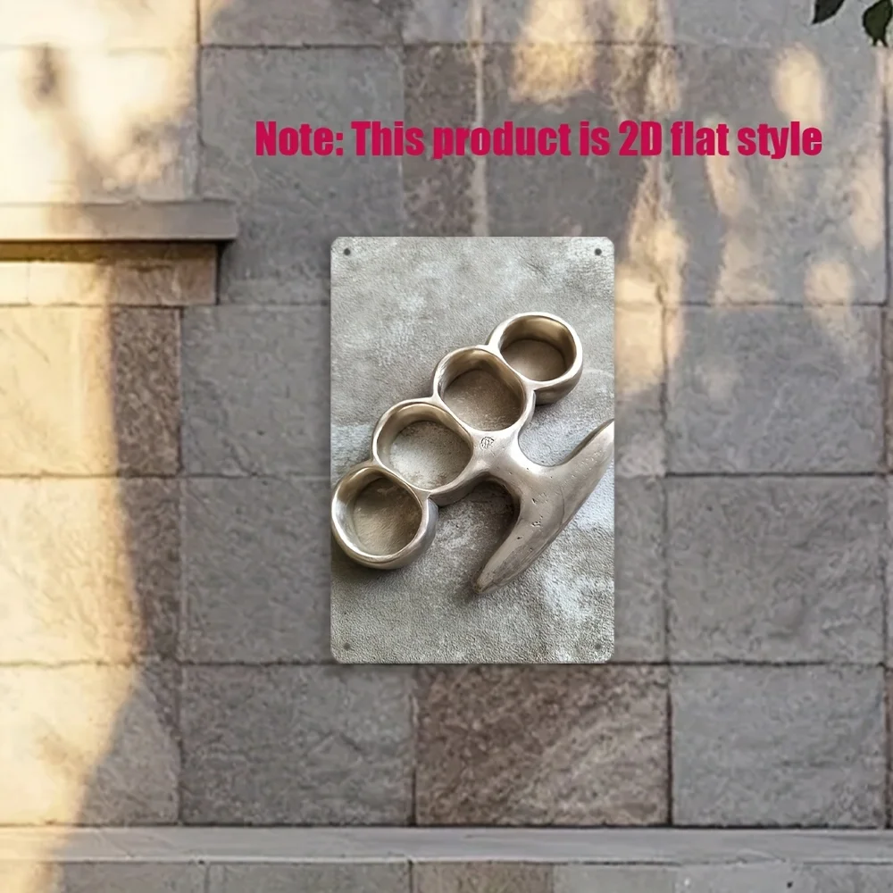 JIT2D Vintage Knuckle Duster Metal Wall Art Sculpture - لافتة ألومنيوم فريدة من نوعها مقاس 8 × 12 بوصة للمنزل والبار والمقهى وديكور المرآب