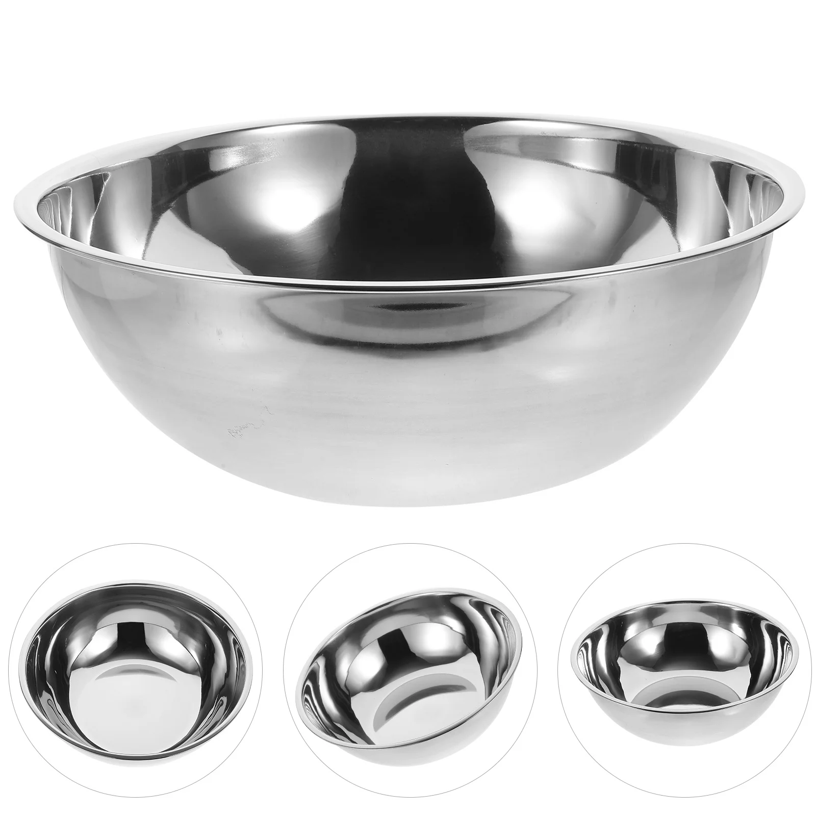 

3pcs Stainless Steel Basin Large Capacity Thickened Flat Bottom Anti-Slip Kitchen Bowl For Fruits Vegetables Rice Mixing Salad