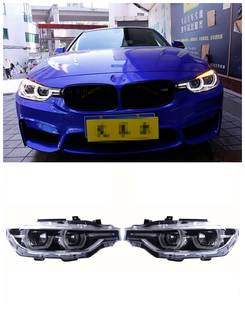 Suitable for BMW 3 series F30 13-5 headlight assembly to change the new spoon angel eye daytime running light LED headlight