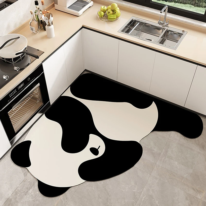 L-Shape Absorbent Kitchen Floor Mat Mat Long Diatomite Kitchen Rug Soft Washable Carpets Solid Color Bathroom Entrance Doormat