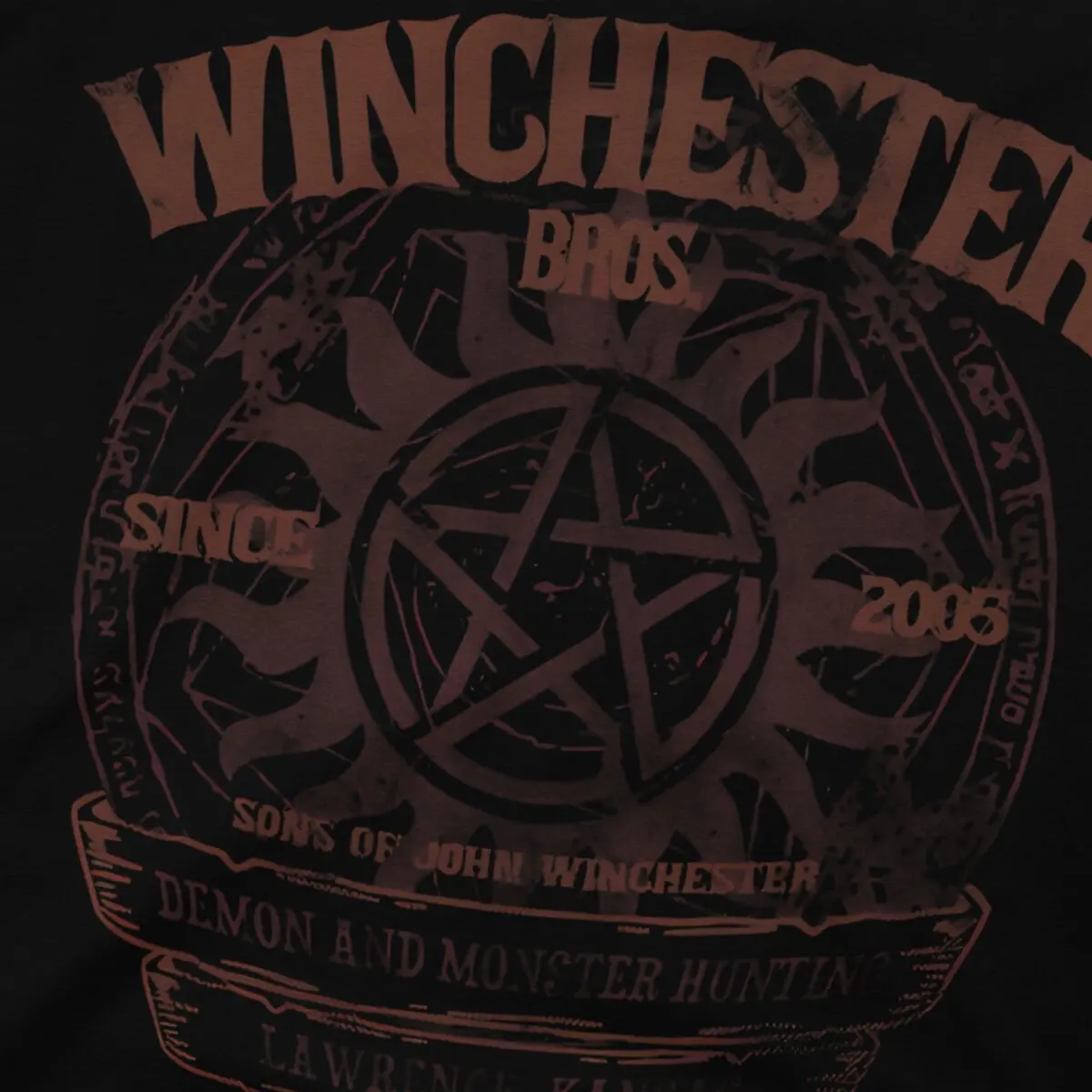 Men\'s Winchester Bros T Shirt Supernatural 100% Cotton Tops Novelty Short Sleeve O Neck Tee Shirt Summer T-Shirt