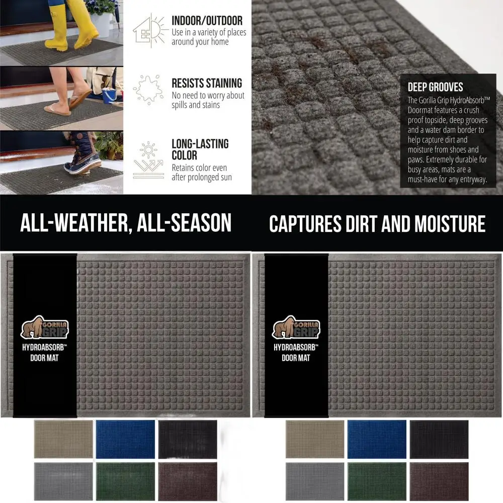 

Ultra Absorbent 72x24 Doormat - HydroAbsorb Technology, 2.75 Cups Water Absorption, Stain & Fade Resistant, Rubber Backed for In