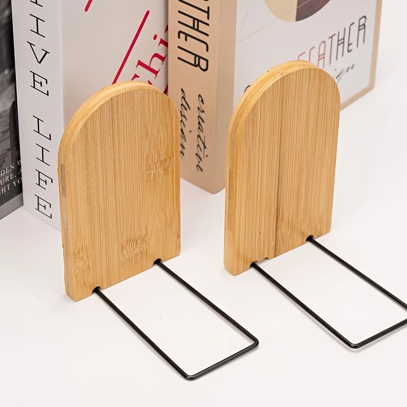1/2pcs Bamboo Bookstand Office Desk Storage Bookshelf Student Desk Practical Bookboard Storage Rack Clip Book Stand Wholesale