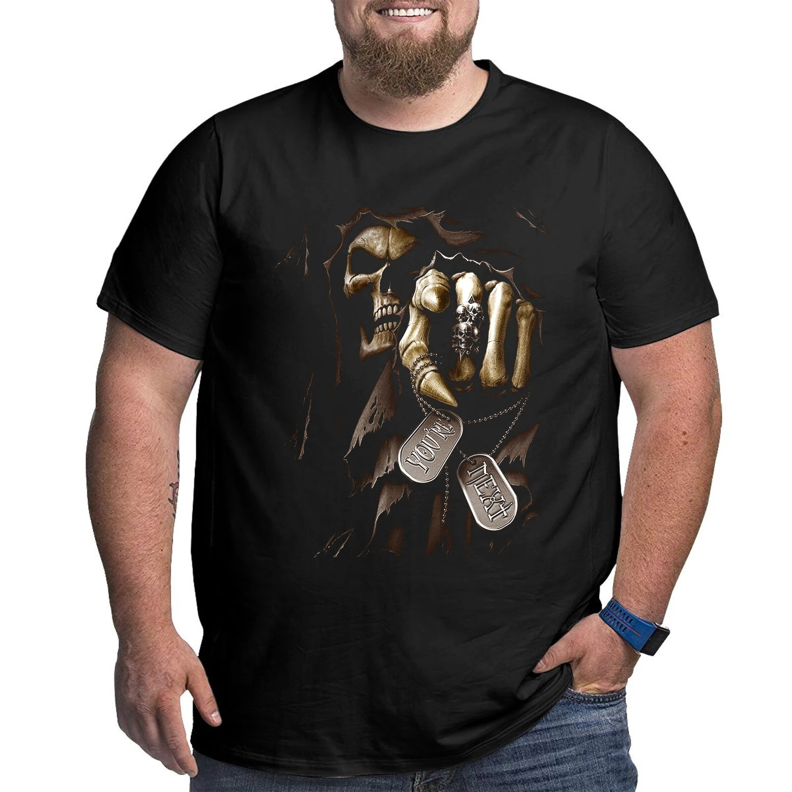 Skull Design T Shirts High Quality Cotton Big Man Oversize T-shirts Plus SIze Summer Tops Tees Men 6XL 5XL