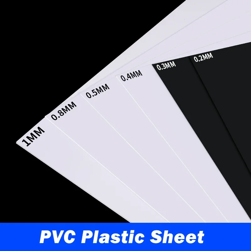 PVC Plastic Sheet Hard Rigid Board White Black Plastic Sheet Model Making Material Handmade Pad Panel Plate Thickness 0.2-2mm