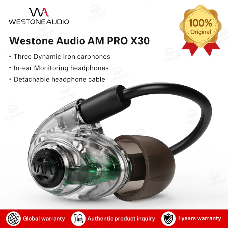 Westone AM PRO X30 Professional Triple Drivers IEM Earphones With Linum BaX T2 Detachable Cable Three Dynamic Iron Earphones