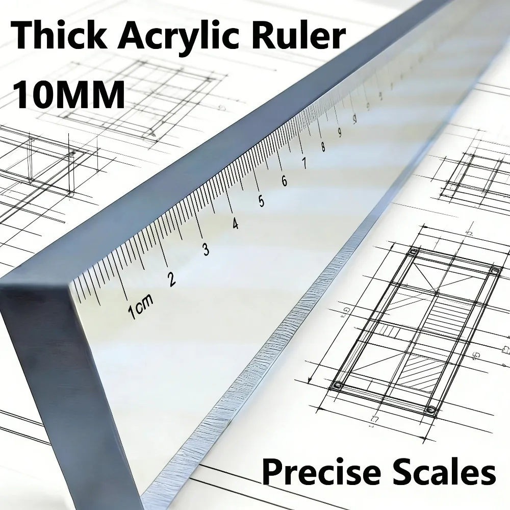 2026 Multi-Function Paperweight Ruler - 50cm Thick Acrylic Cutting Grid for Graphic Design, Calligraphy & Craft JJ3924
