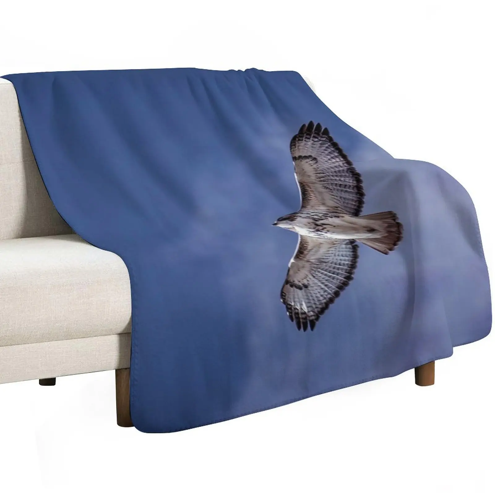 Red-Tail Hawk Soaring High Throw Blanket Warm Accent Blanket for Living Room Decoration