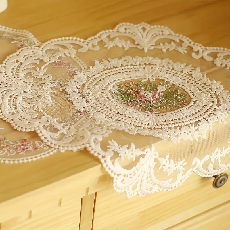 1pc French Rose Embroidery Placemat Vintage Classic Elegant Style Embroidered Placemat Suitable Dinner Tables Party Gatherings