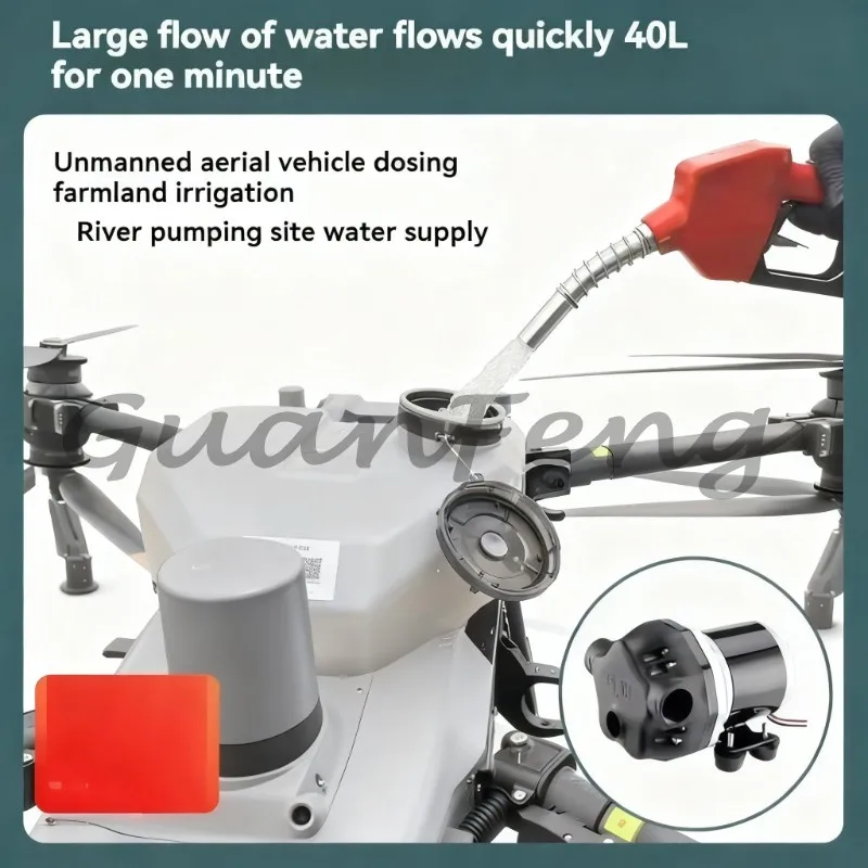 Agricultural Drone Spraying Diaphragm Pump, High Flow Self-Priming Chemical Pump, Corrosion Resistant with Auto Shutoff