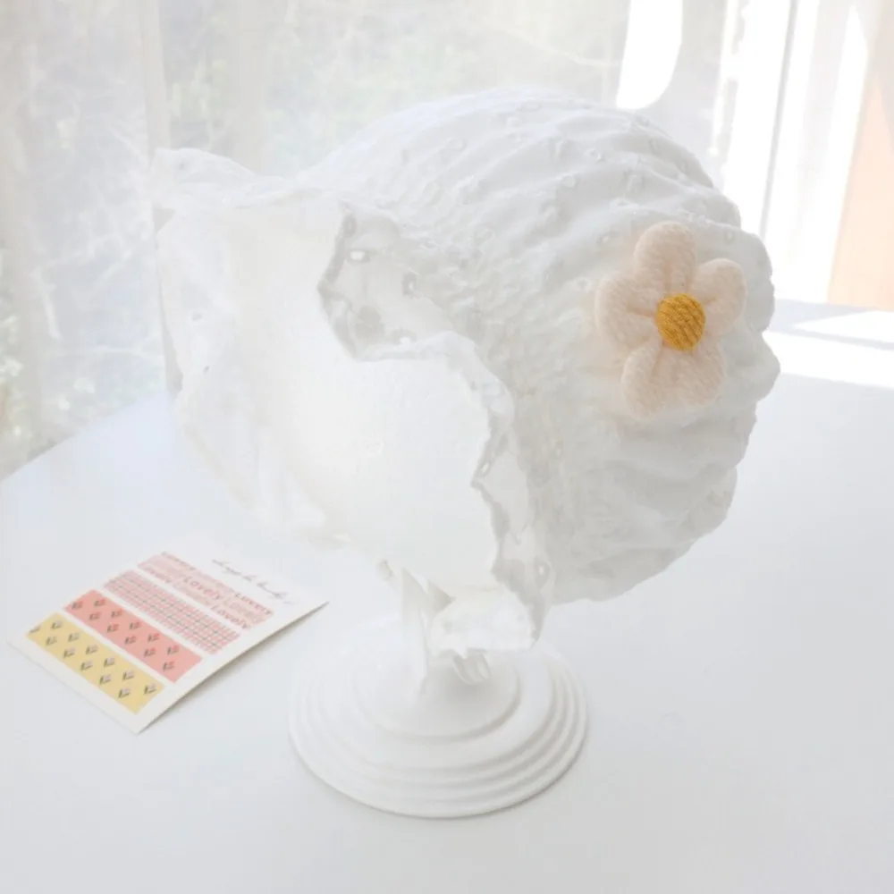 Infant Lace Baby Fetal Cap Ruffle Flower Bonnet Hat Soft Breathable Sun Hat Toddler