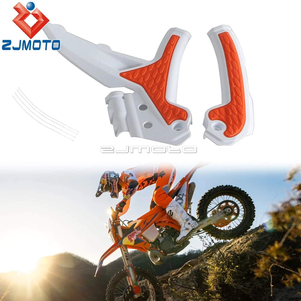 White & Orange Motorcycle Frame Cover Guards Protector For EXC EXC-F XW-F SX SX-F XC XC-W XC-F 125-500 2023 2024-Up Accessories