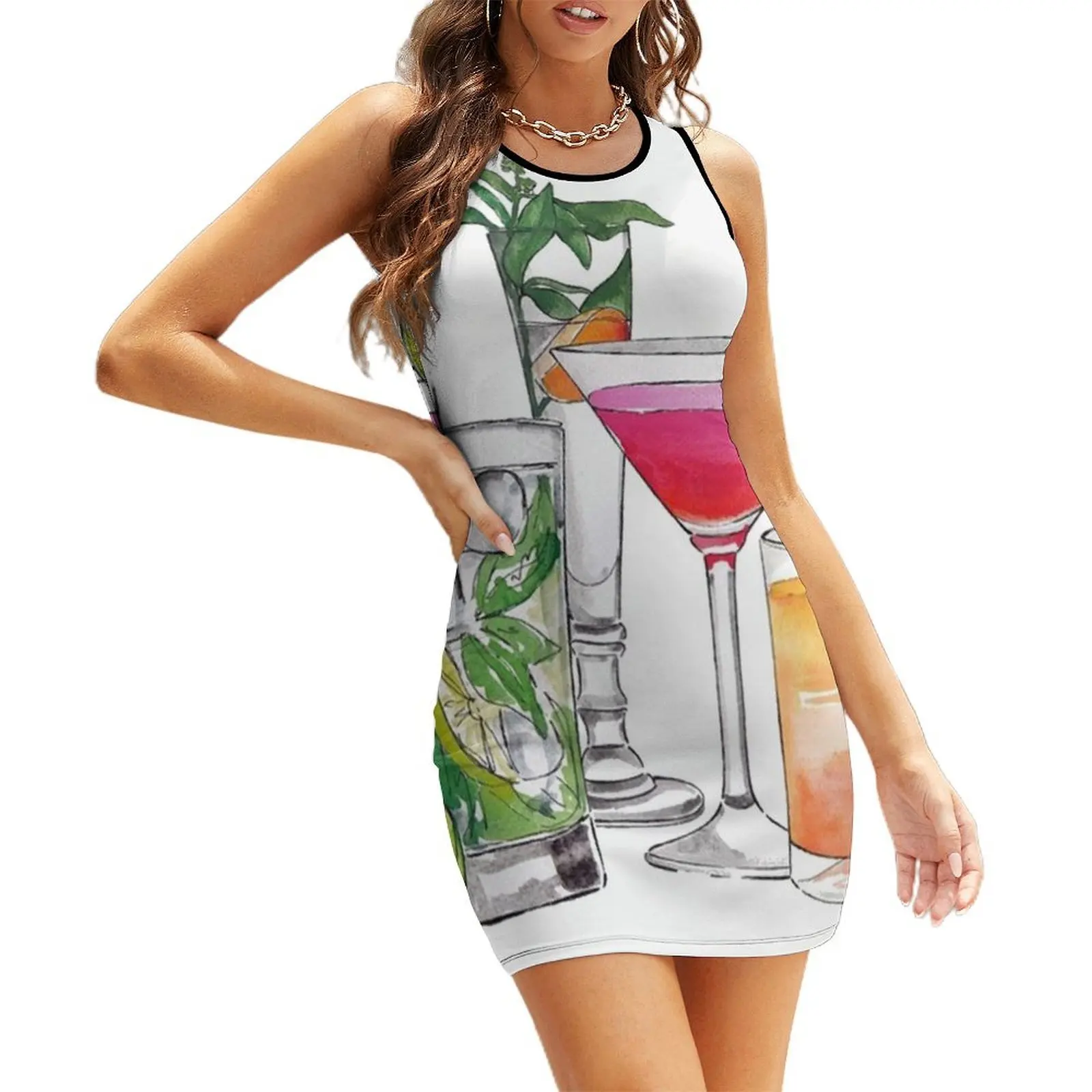 

Alcohol Drinks Tapestry Sleeveless Sundress dresses for woman 2025 elegant dresses for women summer woman dress 2025