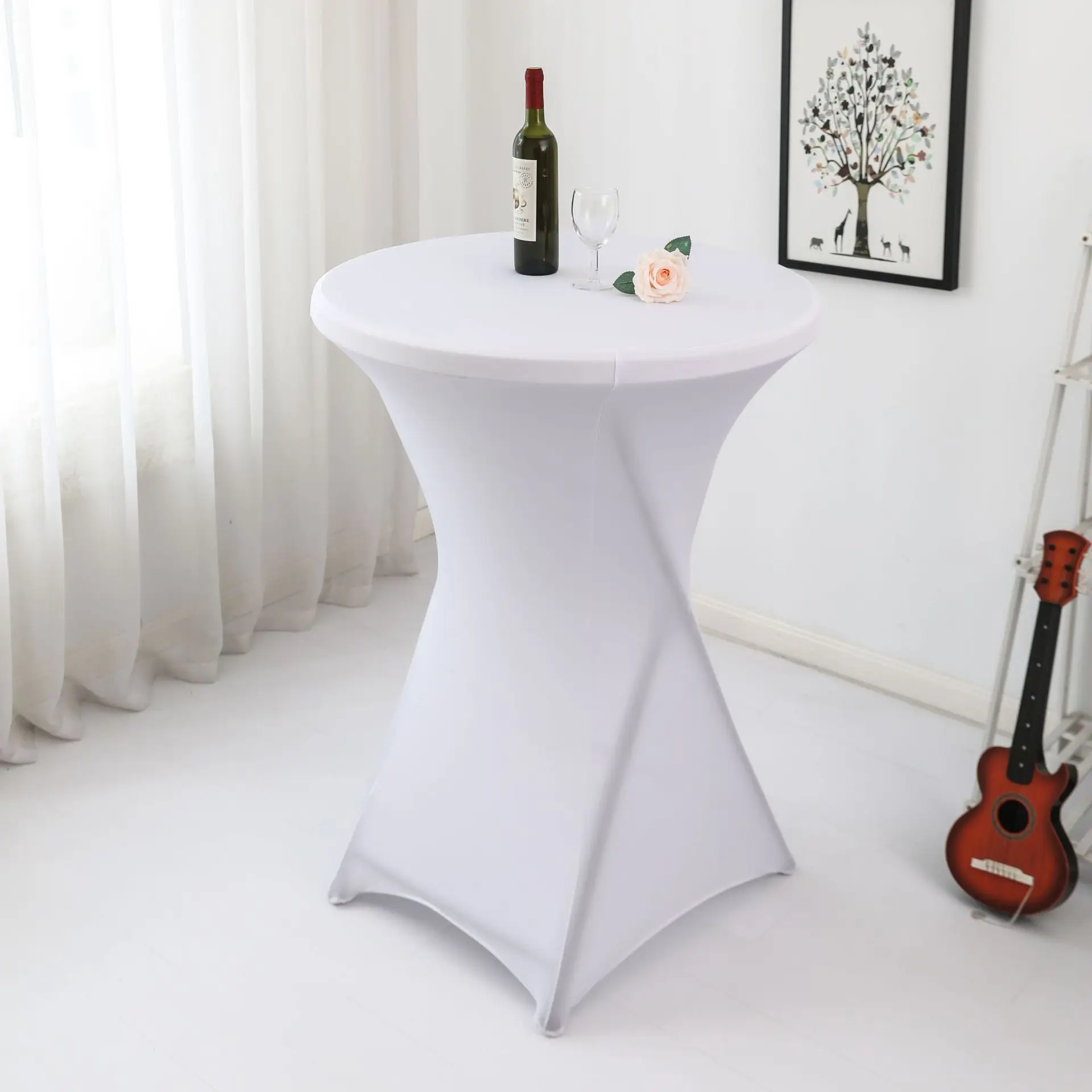 Elastic Table Cover Bar Counter&dining&bar Banquet Tablecloth Cocktail Round Tulle Table Skirt  Sweet Table Decoration  плинтус