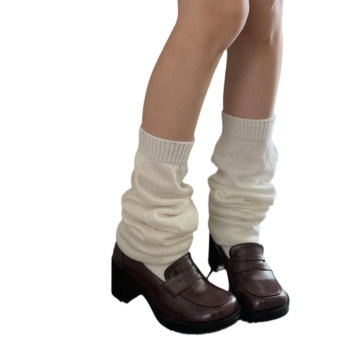 Nova lolita meias soltas jk empregada cosplay menina moda dupla malha joelho-meias bolha meia manter quente de alta qualidade branco cremoso