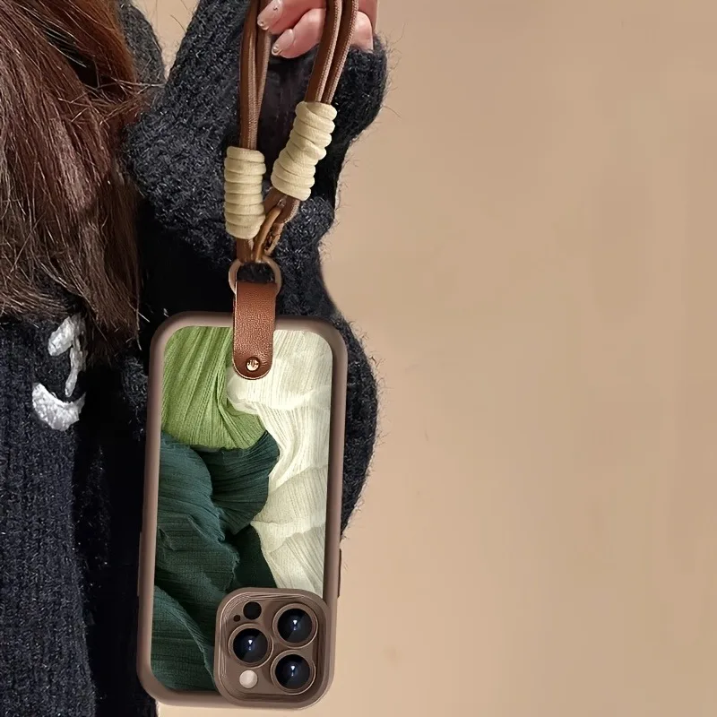 Ölgemälde-Design Handyhülle mit Lanyard-Riemen für iPhone 14 15 16 17 ProMax 15 14 Pro Plus Stoßfeste Matte Silikonhülle – Detail 3