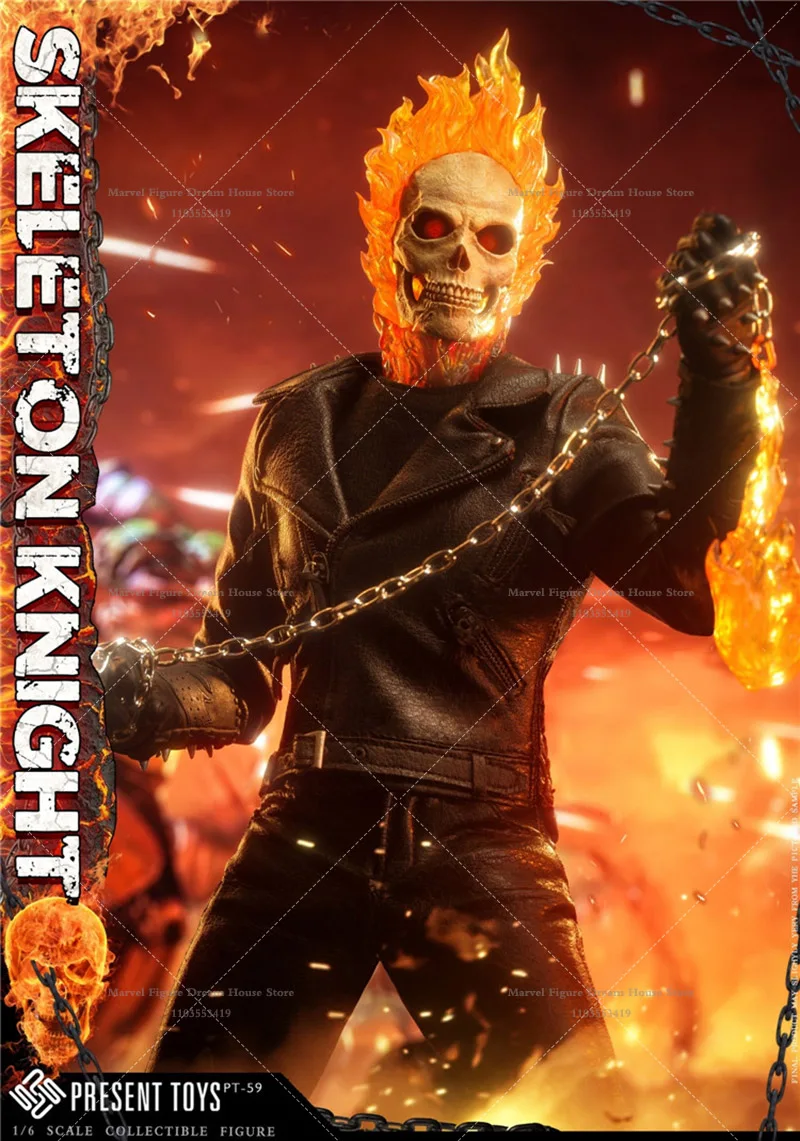 PRESENT TOYS PT-sp59 1/6 Scale Marvel Ghost Rider Johnny Blaze Motorcycle Stunt Driver 12-inch Full Set Action Figure Soldier