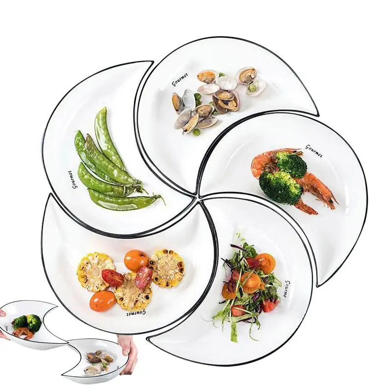 

Ceramic Dinner Plates Moon Ceramic Snack Plate 5PCS Ceramic Dinner Plates Dessert Or Salad Plates Serving Dishes Dinnerware Sets