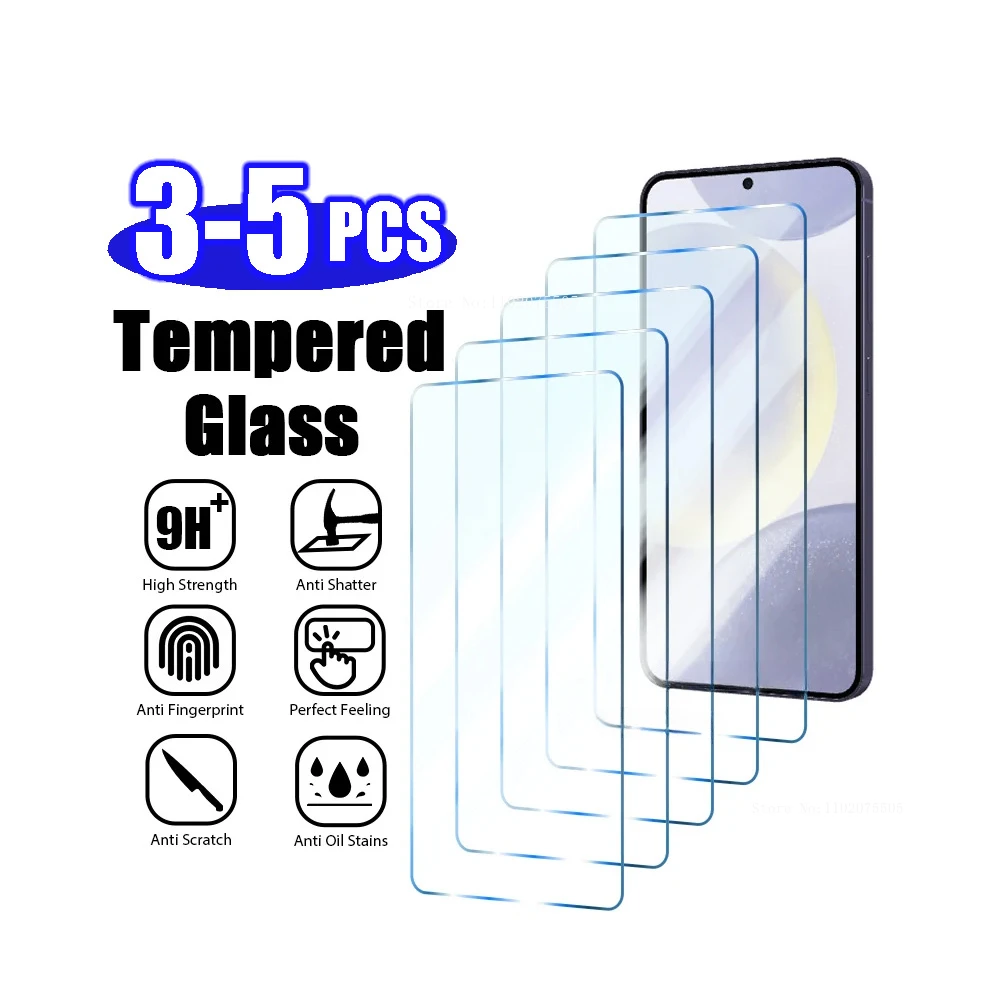 3-5PCS Tempered Glass For Samsung Galaxy S24 Ultra A54 A14 A13 A53 A34 A33 A52 5G S23 Plus Screen Protector on Samsung A32 A22