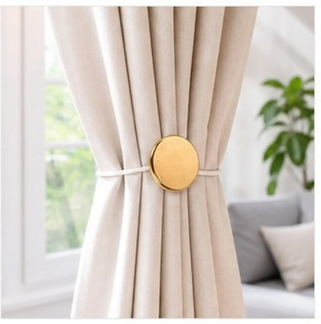 10Pcs Modern Curtain Tieback Buckles Alloy Buttons for Bedroom Living Room Office Reusable Curtain Clips Fasteners for Drapes