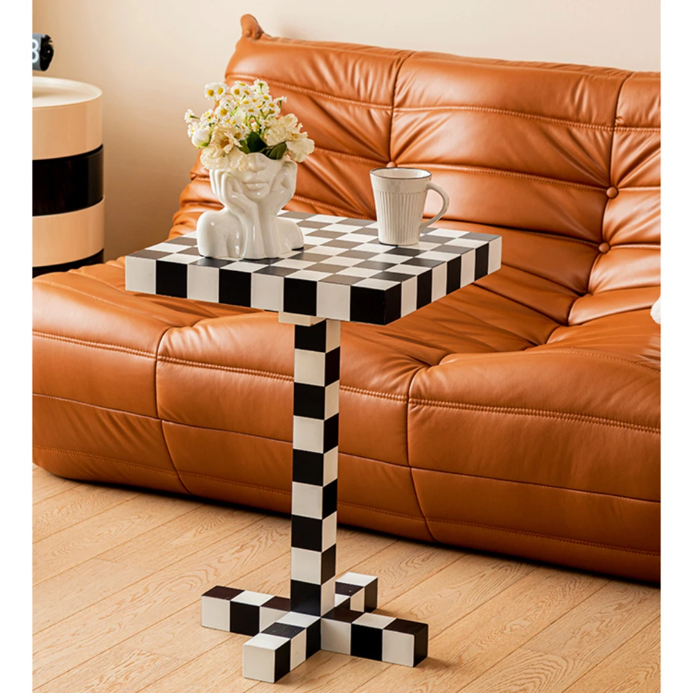 Small Square Chess Table, Checker Board, Sofa Side Coffee Table, Living Room Furniture, Modern and Affordable Luxury