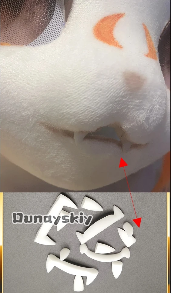 Furry 3D Printing Kemono Fursuit Fake Teeth Cosplay Costumes Accessories 2pcs/4pcs 3D Printing Werewolf Fangs Fursuit DIY Props