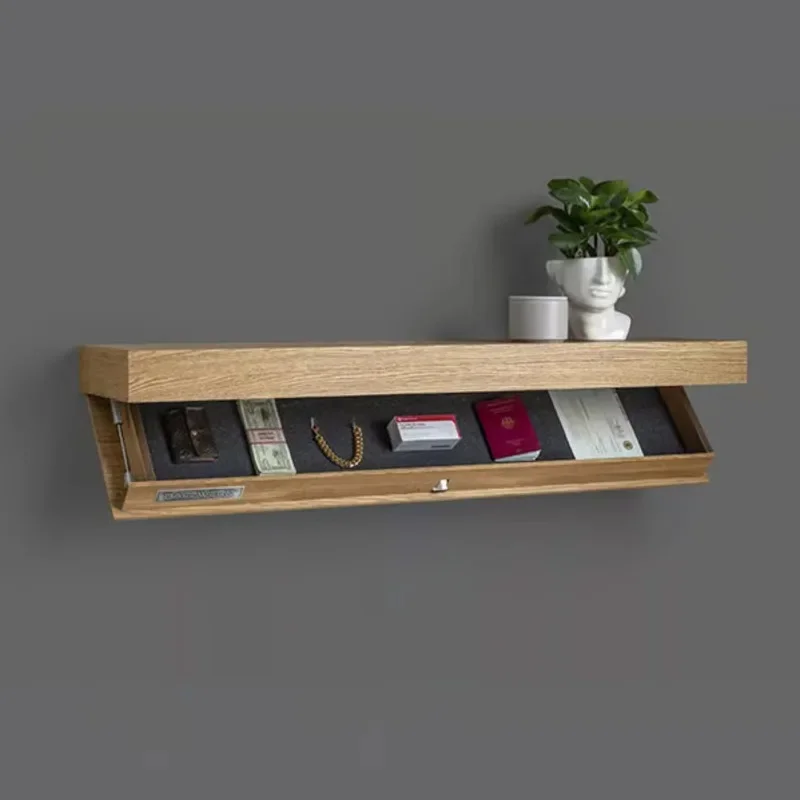 Modern Minimalist Wall-Mounted Wine Cabinet Storage Shelf With Secret Below  Compartment Storage Solution Hidden Furniture