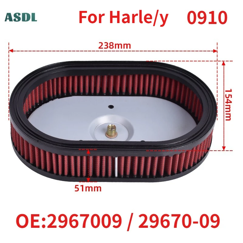 0910 for Harle/y CVO 29670-09 2009-2017 Electra Road Glide Road King Motorcycle High Flow Air Filter Intake Cleaner Element