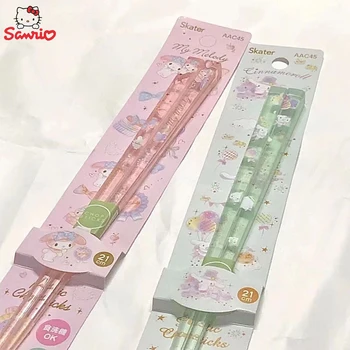 Sanrio Chopsticks Cinnamoroll 마이 멜로디 크리스탈 아크릴 젓가락 귀여운 미끄럼 방지 투명 살균 가능 휴대용 곰팡이 없음
