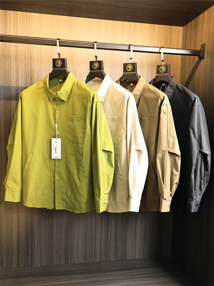 

Высококачественный мужской легкий свободный крой Qui-Dry Long Sve irt Autumn Faion Urban Sle Stand пошив водостойкий