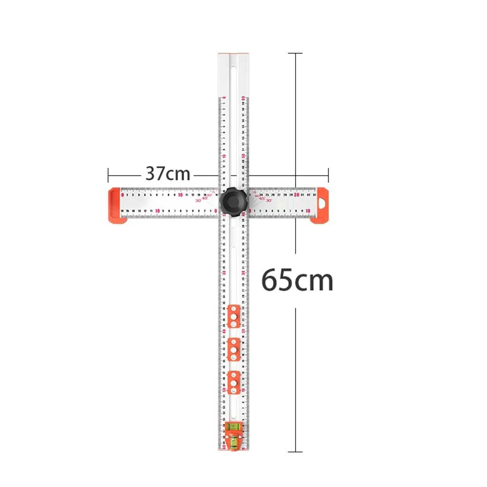 Woodworking 2 in 1 Drilling Positioning Ruler Combination Angle Ruler T-Shaped Ruler Cabinet Hardware Jig Drawer Installation