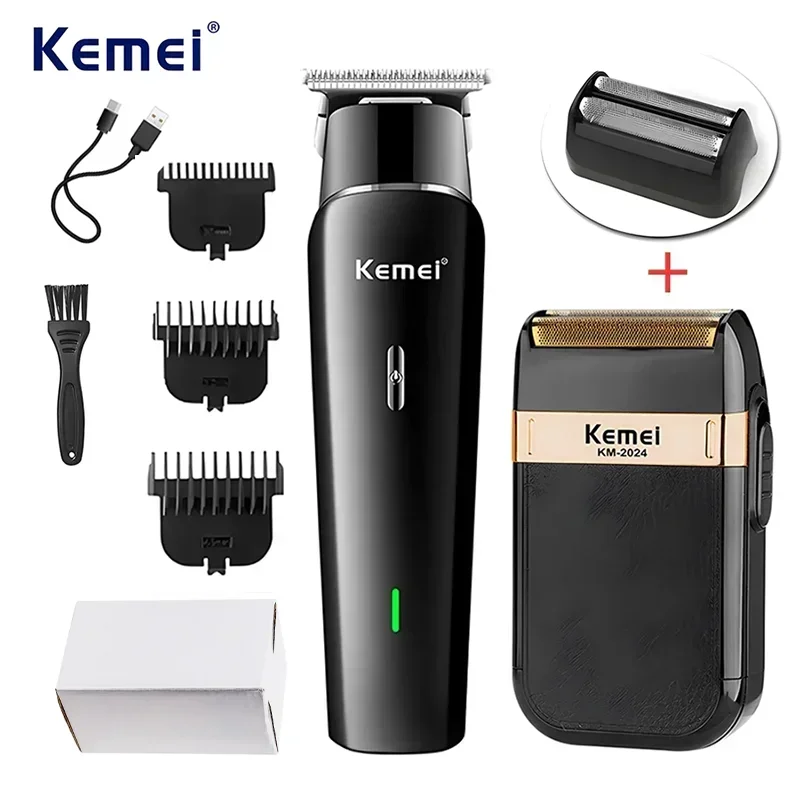 KM-1115 lithium battery low-noise hair clipper fast USB charging KM-2024 USB reciprocating dual network shaver combination