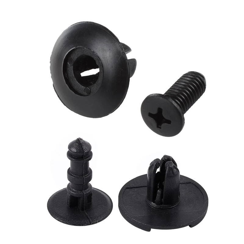 40 Pcs Bumper Clip: 20 Pcs 8Mm Panel Clips Plastic Rivet Black & 20 Pcs Fender Lock Push Screw Pin Clips