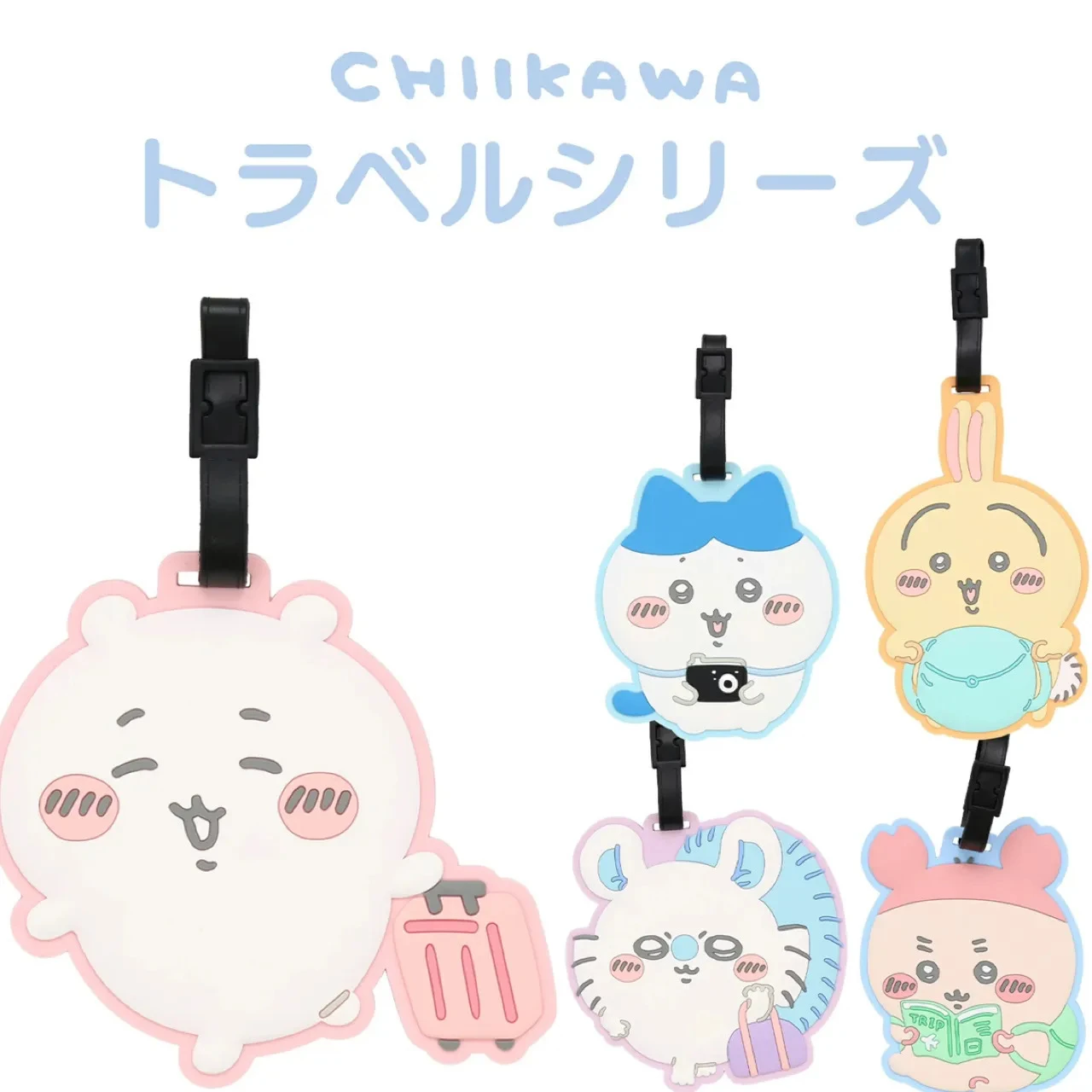 Official Licensed Chiikawa Cute Cartoon PVC Luggage Tag Waterproof Name Address Card Holder Portable Airport Travel Baggage