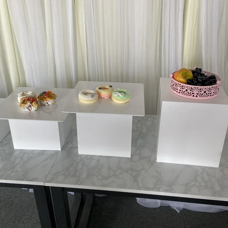 Wedding Party Decoration Display Acrylic Food Display Stand White Buffet Acrylic Food Display Risers Cubes