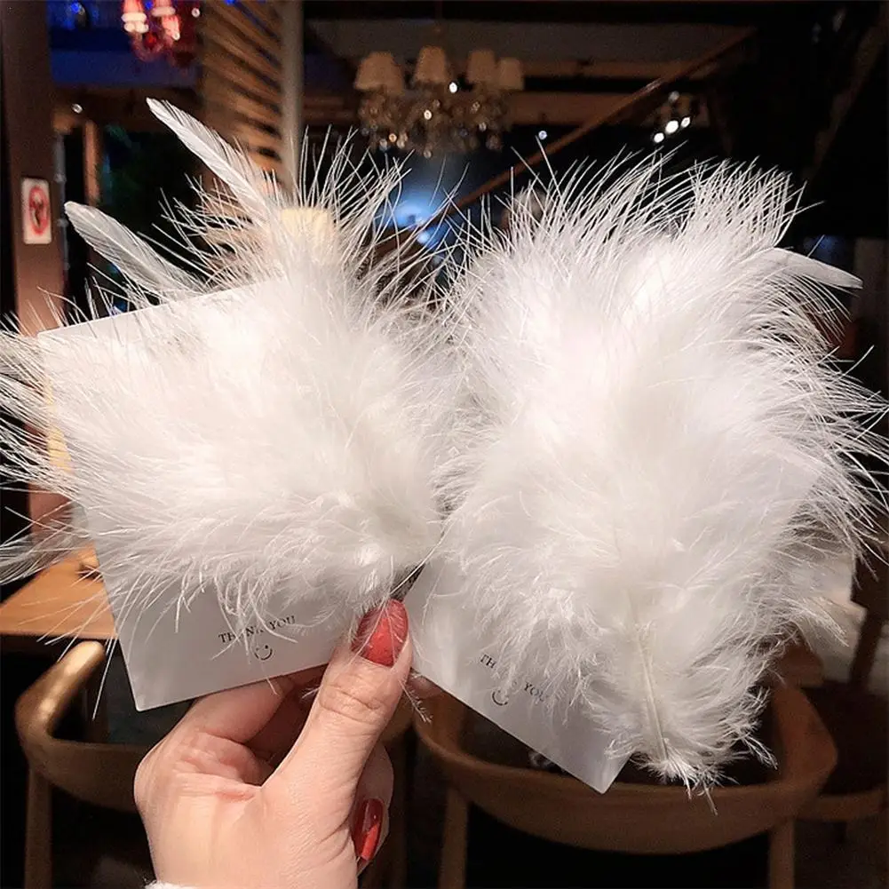 1PC White Feather Hair Clip Wedding Bride Flapper Feather Hairpin Fascinators Hair Barrettes Chinese Traditional Hanfu Headdress