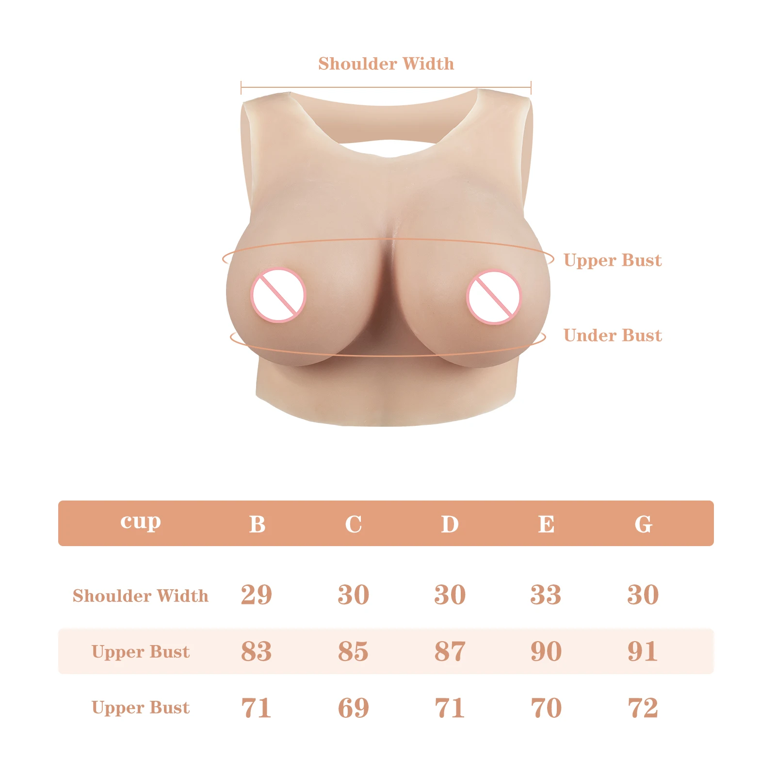 KUMIIHO Realistic Breast Form Cotton Round Neck Hollow Drag Queen Sissy Fake Boobs Transgender Cosplay Fake Breast Forms