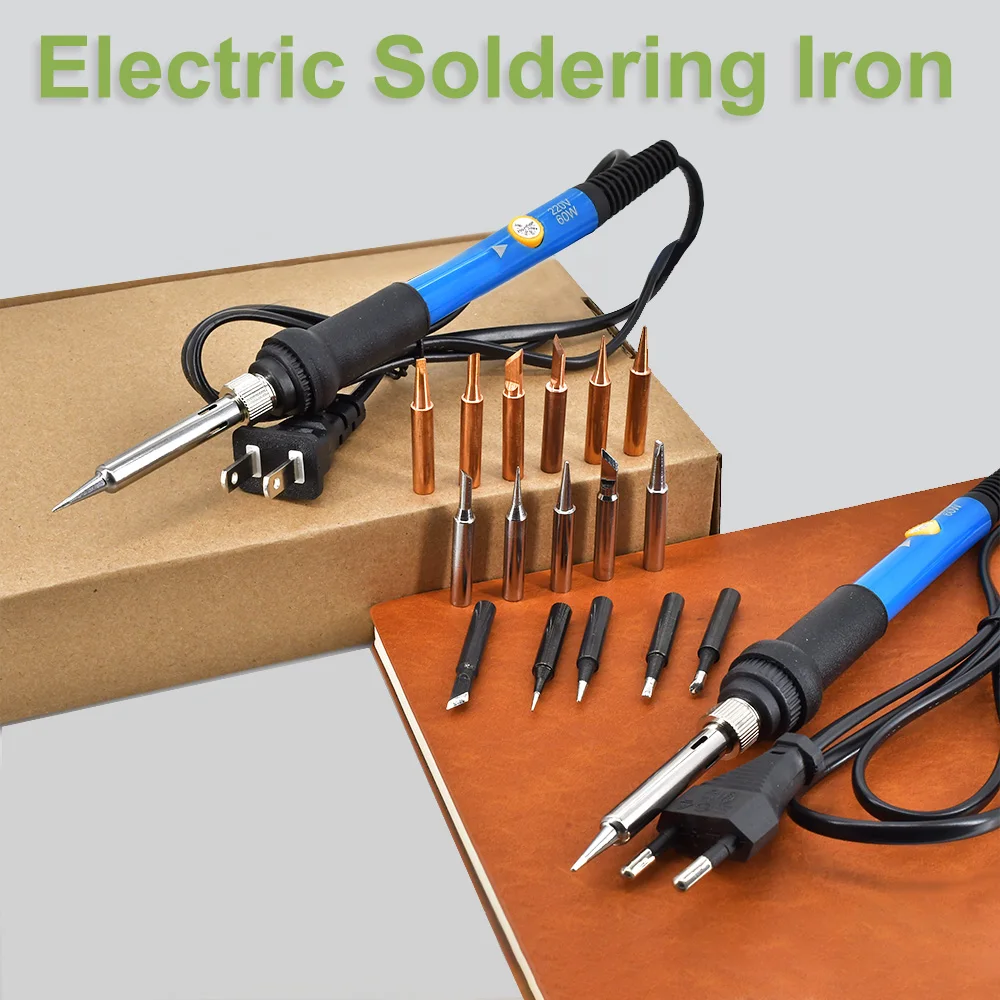 

US/EU Electric Soldering Iron Set Adjustable Temperature 220V 110V 60W Heat Tool and Internally Heated Welding Nozzle Solder Tip