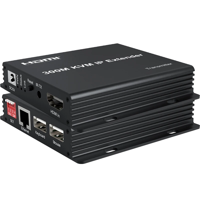 300M IP HDMI KVM Extender over Rj45 Cat5e Cat6 Ethernet Cable IP HDMI USB Extender Support Muitlpoint Connect via Network Switch