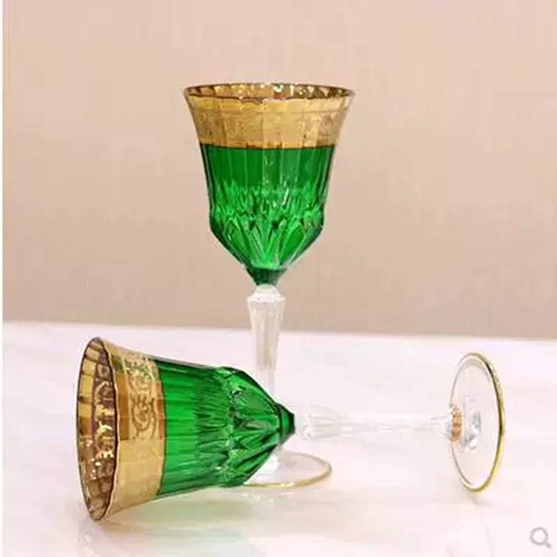 Luxury 24K Gold Plated Crystal Wine Glass Champagne Flute Goblet for Creative Home Bar Hotel Party Drinking Ware