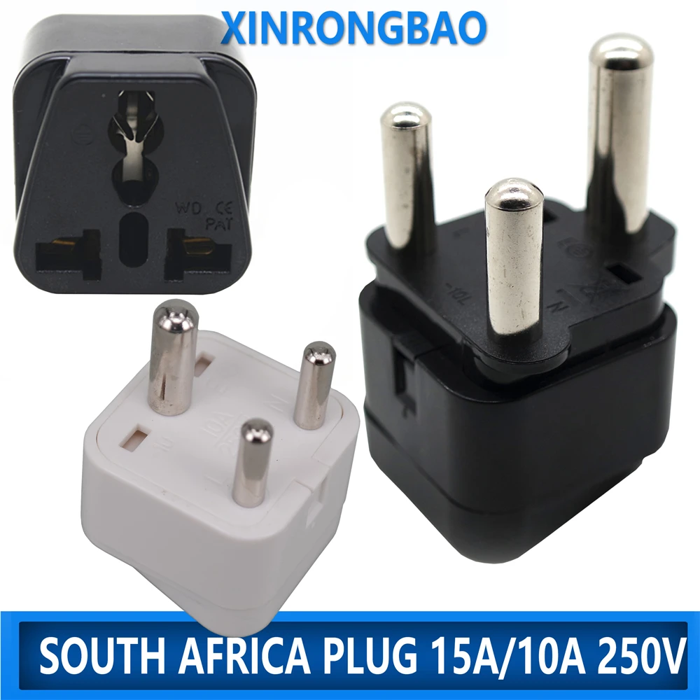 South africa plug 15A AC250V Type M big round 3pins India conversion power plug adapter travel Pakistan convert China AUS charge