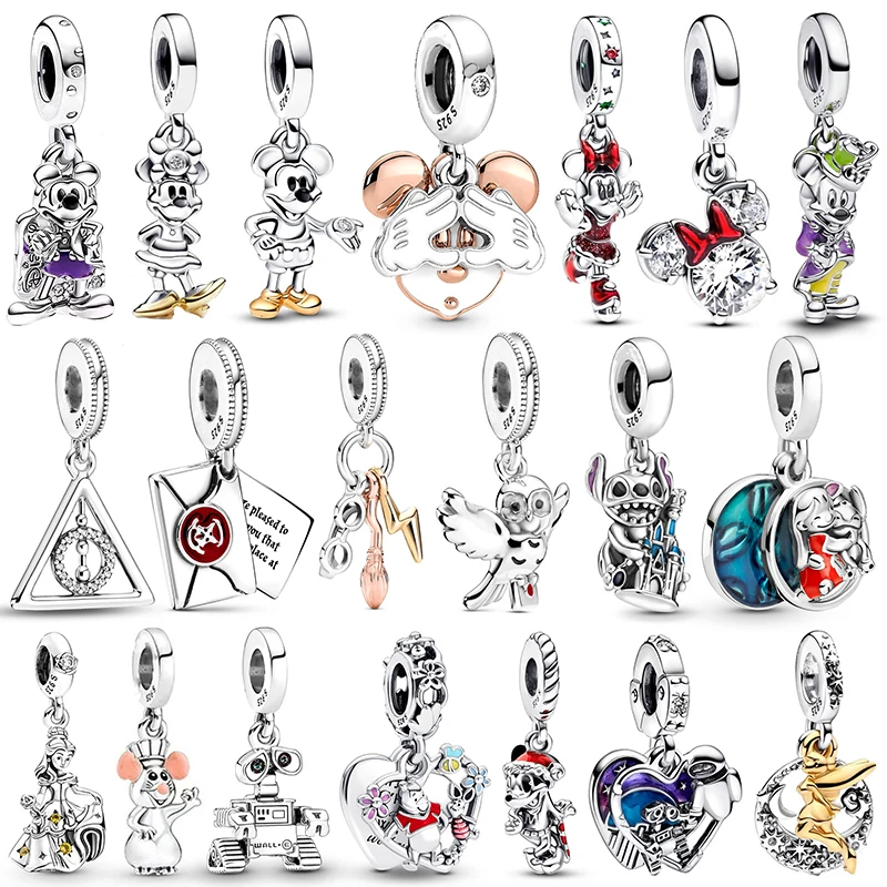 

Подвески, серебро 925, бусины Disney с Микки и Минни, подходят для браслета, ожерелья для женщин, роскошные ювелирные изделия «сделай сам», прекрасный праздничный подарок