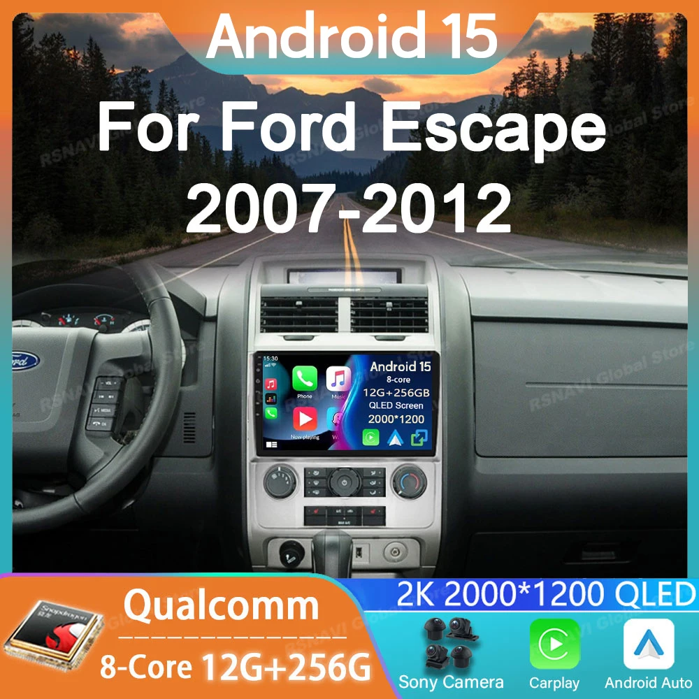 

Car Radio Android 15 For Ford Escape 2007 2008 2009 2010 2011 2012 GPS Carplay Multimedia Player Navigation Stereo Auto DSP QLED