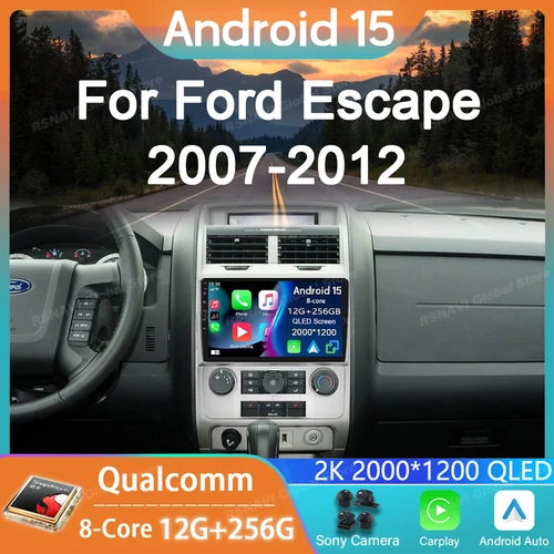 Imagen 1 del producto Radio de coche Android 15 para Ford Escape 2007 2008 2009 2010 2011 2012 GPS Carplay reproductor Multimedia navegación estéreo Auto DSP QLED
