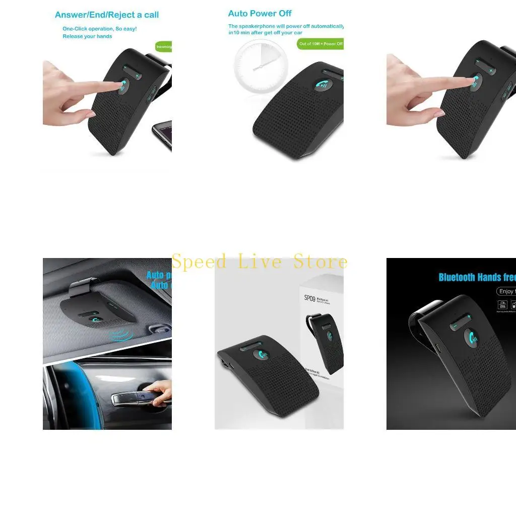 547C Mini Sun Visor Clip Bluetooth-compatible speakerphone MP3 Music Receiv